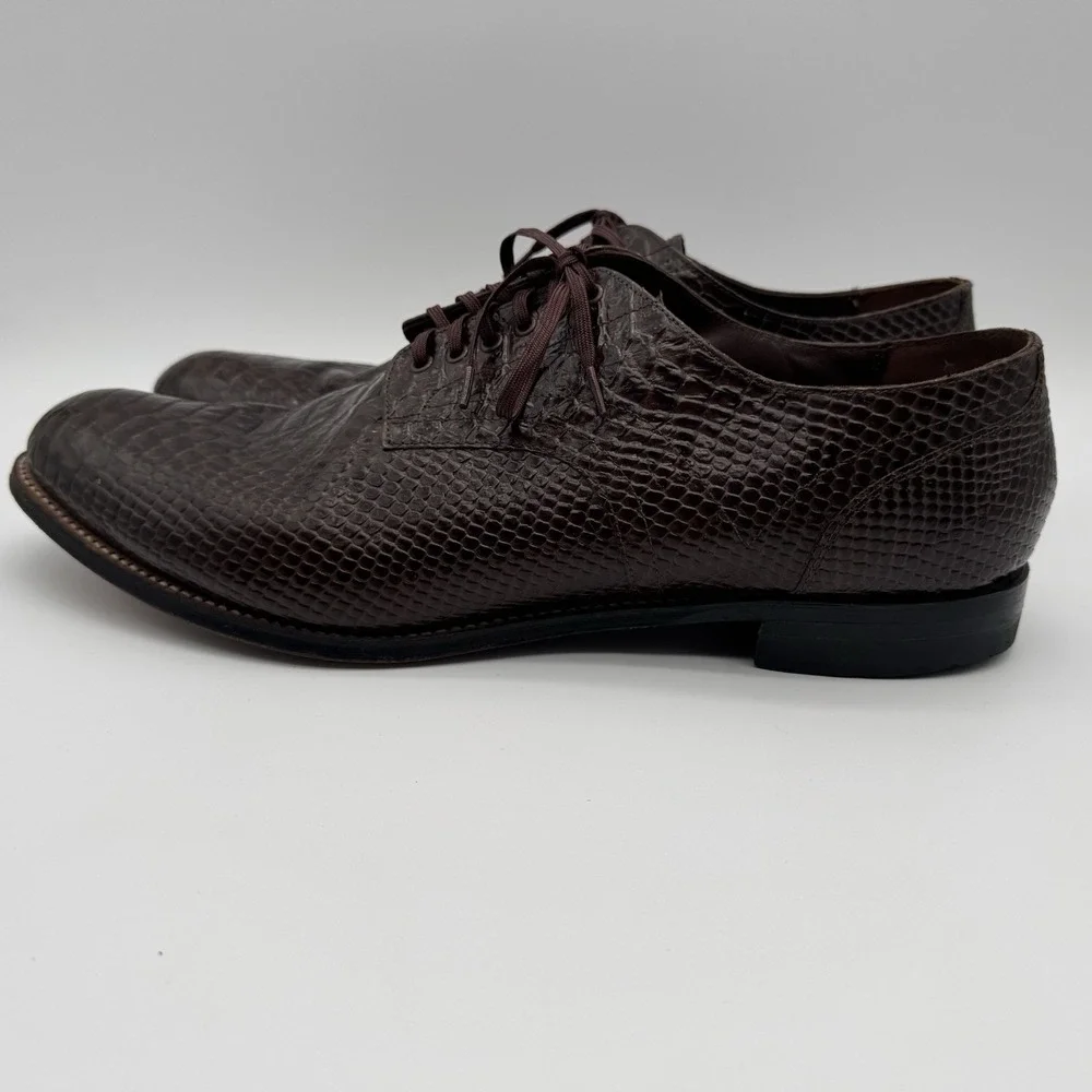 Stacy Adams Madison Anaconda Size 14D Print‎ Leather Mens Shoes Brown Biscuit